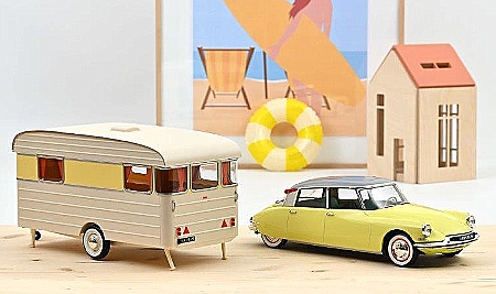 Modell Citroen DS19 1960 + Caravan Digue Panoramic